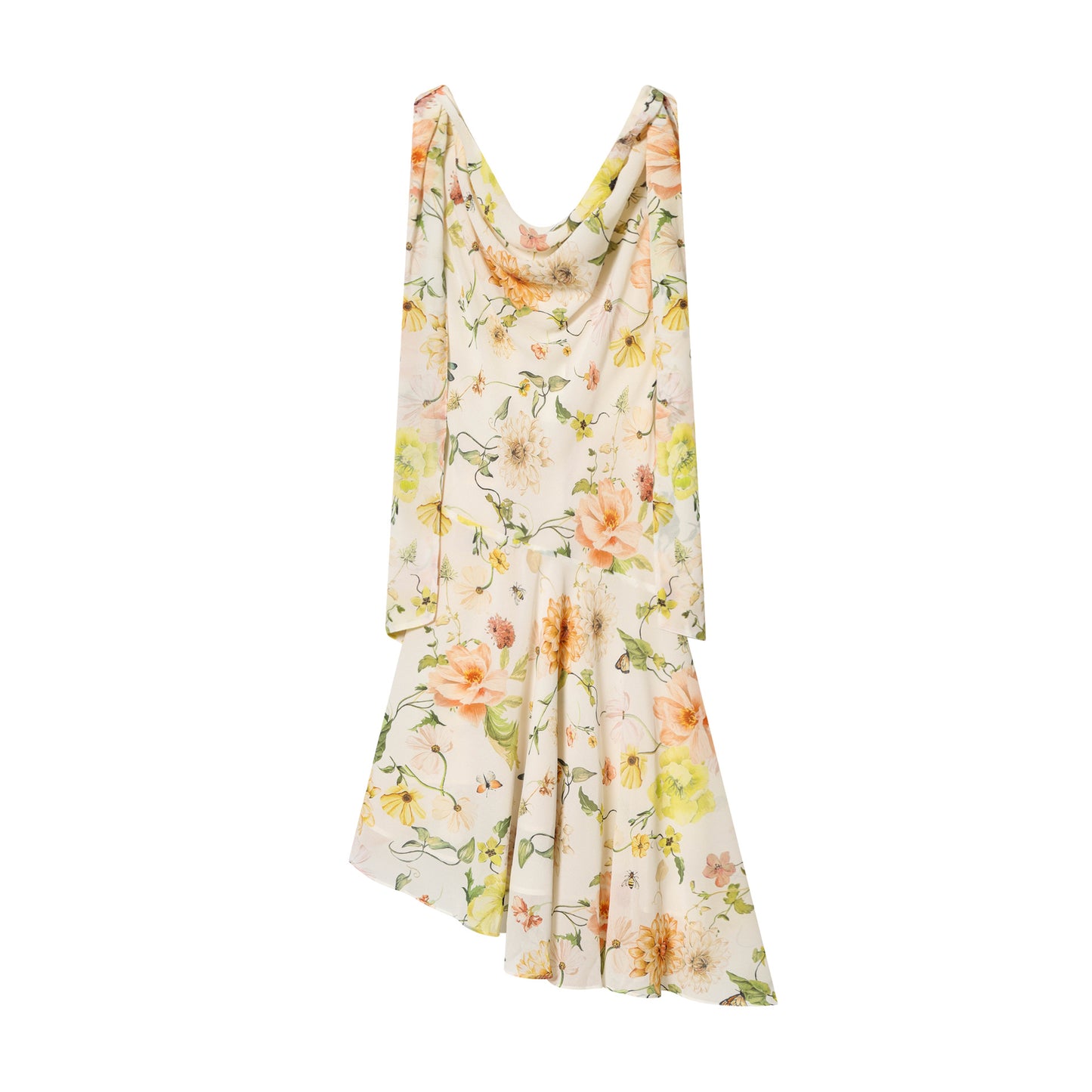 Irregular Design Printed Swing Neck Dress For Women