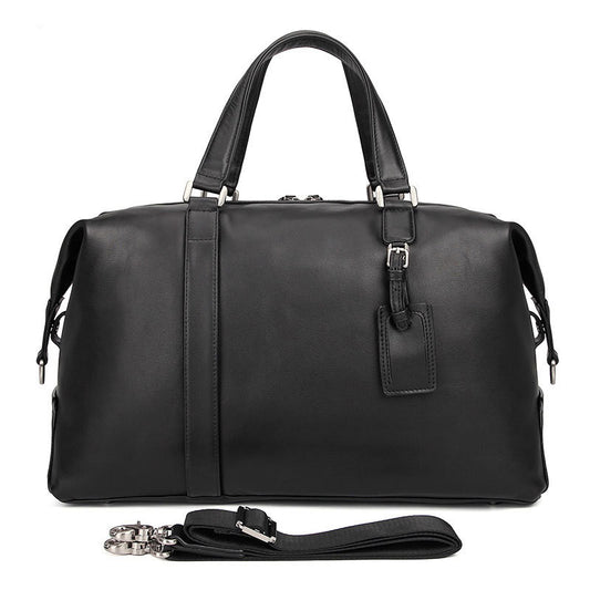 Første Lags Læder Casual Rejsetaske Sort Klassisk Nappa Læder Rejsetaske Bagage Taske