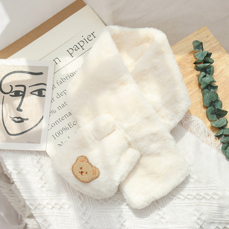 Women's Winter Korean Style All-match Plush Bear Scarf