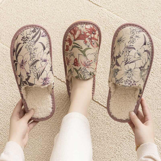Warm Winter Linen Surface Household Cotton Slippers