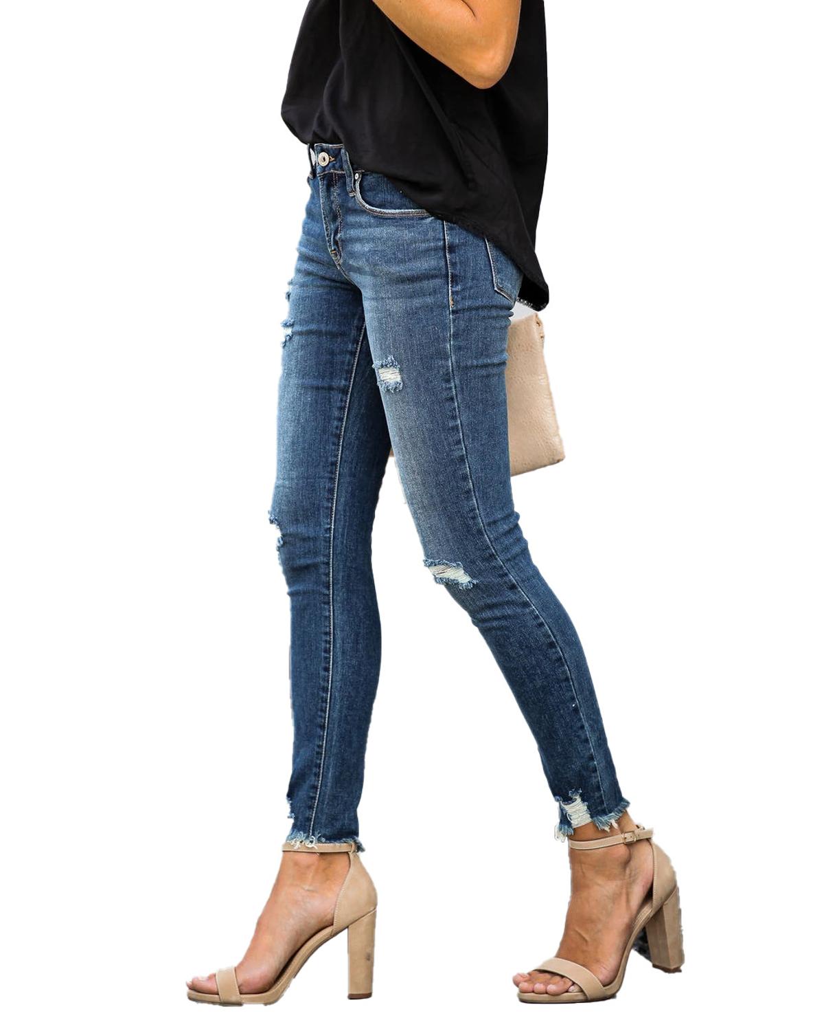 Temperament Pendler Ripped Jeans Dame Fod Pencil Bukser