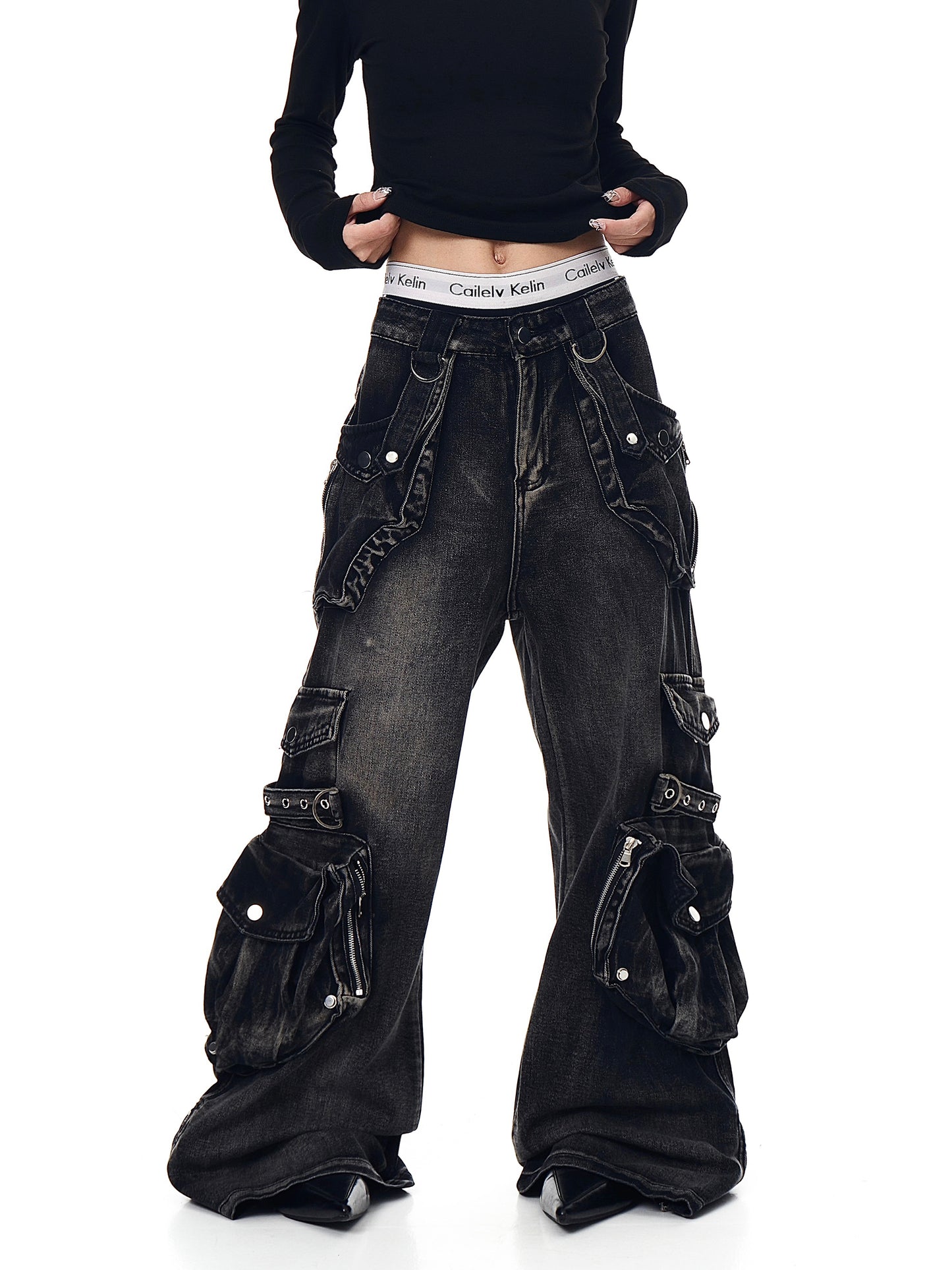 Retro Heavy Industry Multi-pocket Workwear Jeans