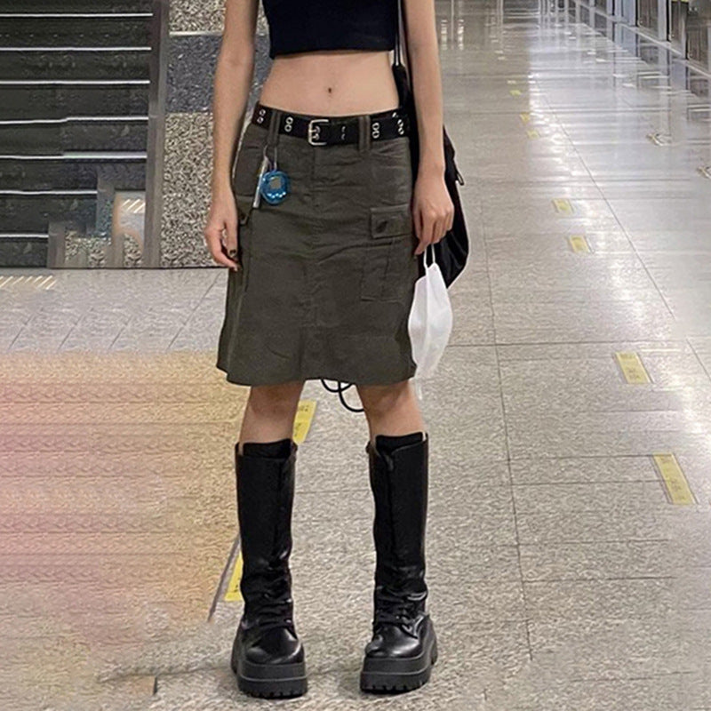 Workwear Pocket A Line Half Skirt