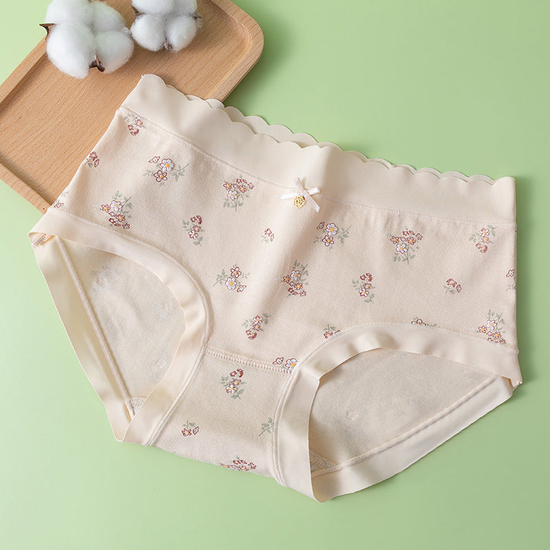 New Cotton Printed Mid Waist Seamless Underwear