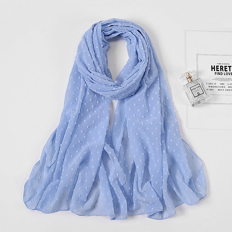 Women's Pearl Pure Color Chiffon Headscarf