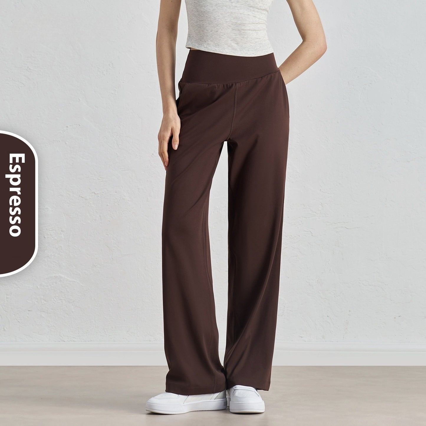 High Waist Hip Lift Yoga Wide-leg Pants Draping Slim Straight Breathable Sweat Absorbing Casual Sports Pants