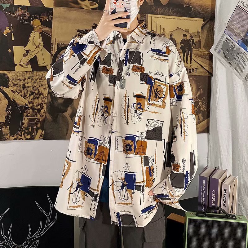 Hong Kong Style Vintage Floral Shirt Men