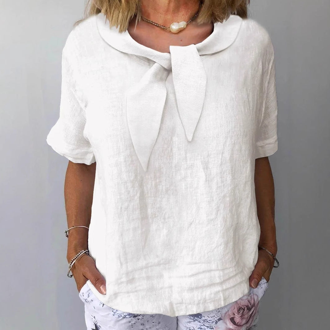 Women's Cotton And Linen Solid Color Outerwear Top