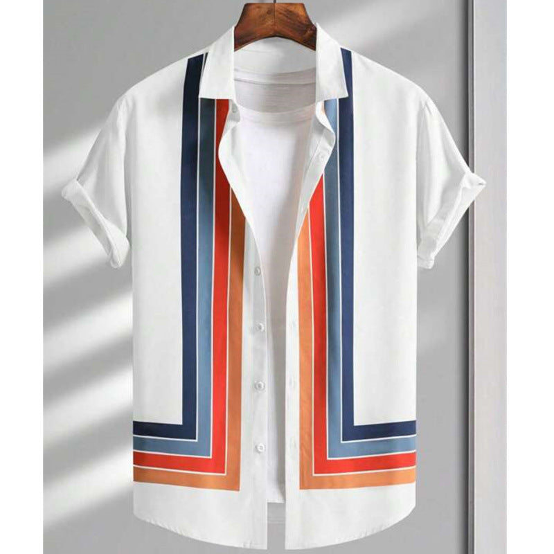 Printed Trend Loose Short-sleeved Shirt Men's Top