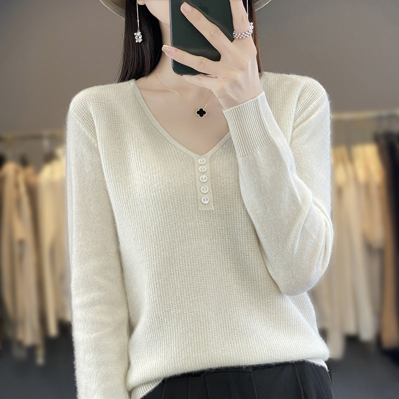 Women's Long-sleeved Sweater Top With Tie Buckle
