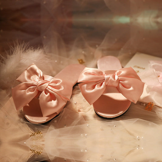 Bride Wedding Hand Gift Silk Joyful Red Bow Tie Shoes