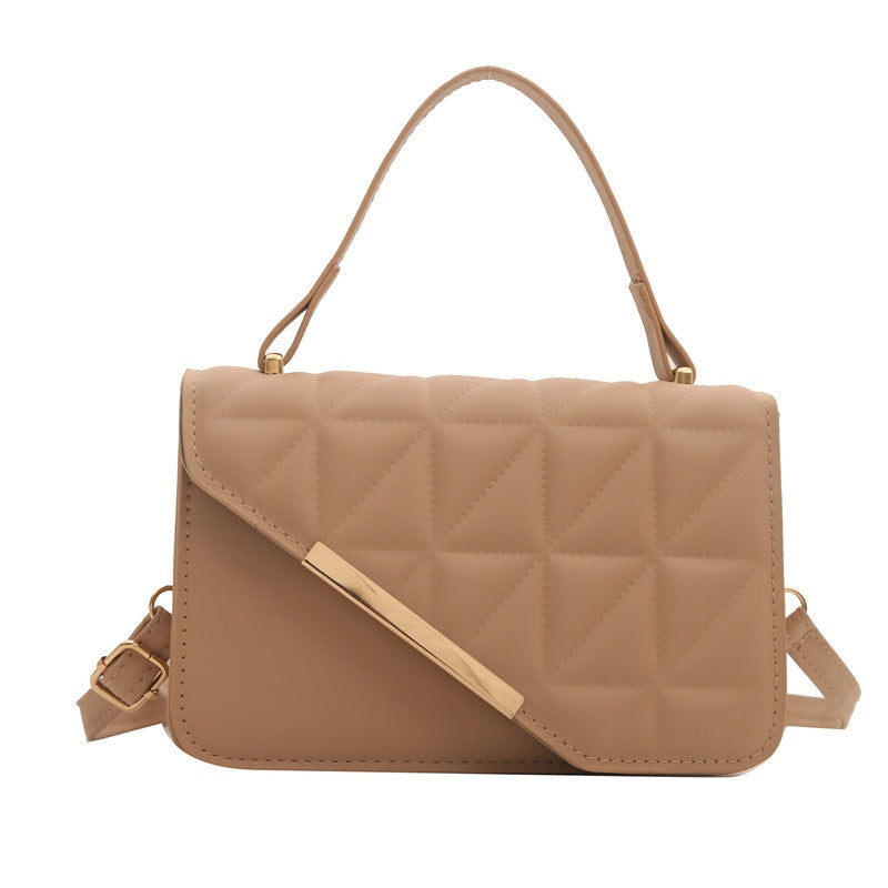 Simple Fashion Solid Color Diamond Indentation Handbag