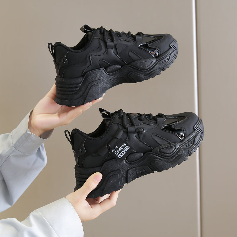 Thick-soled Lace-up Sports Shoes For Student Running
