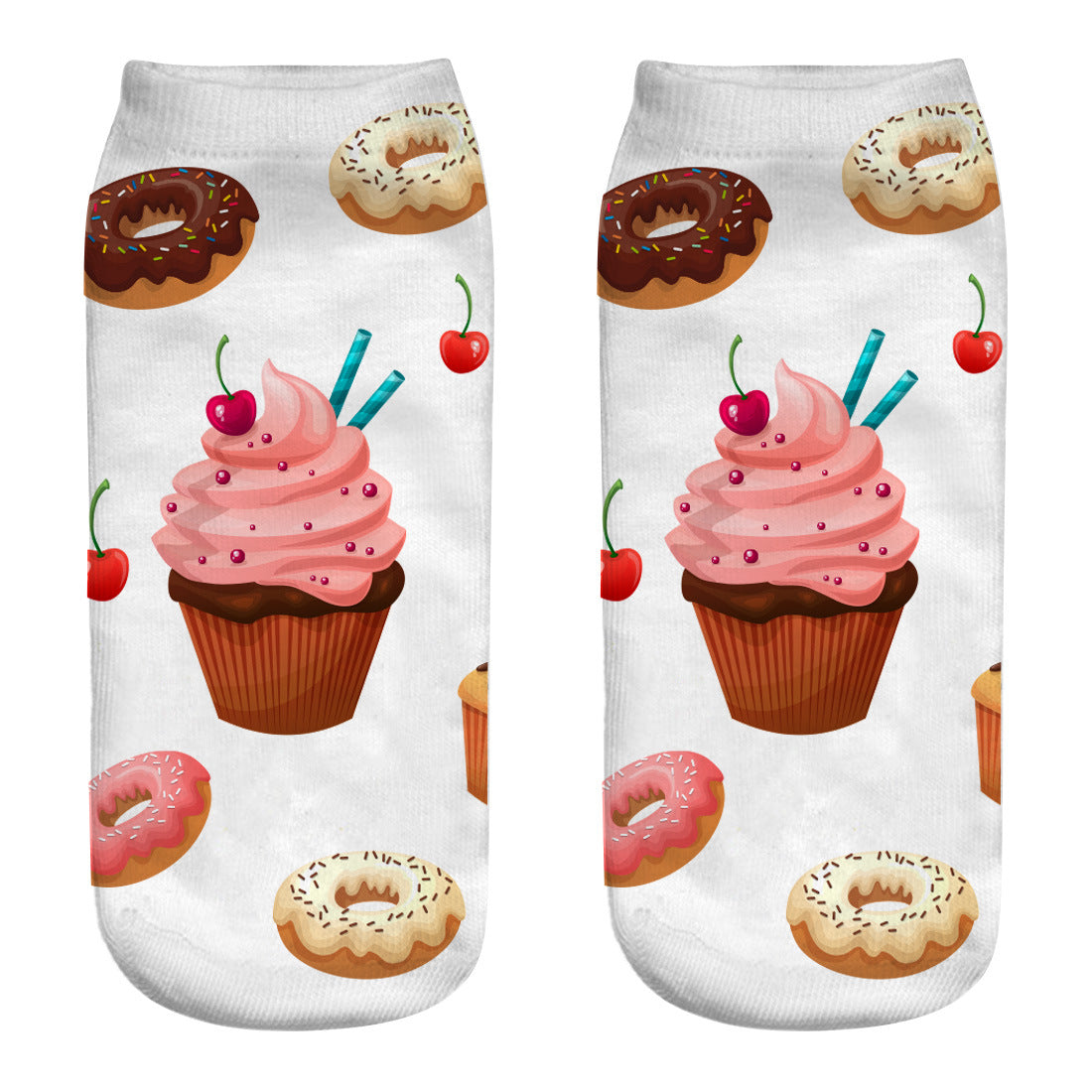 New 3D Digital Printing Harajuku Food Donut Socks Cartoon Three-dimensional Printing