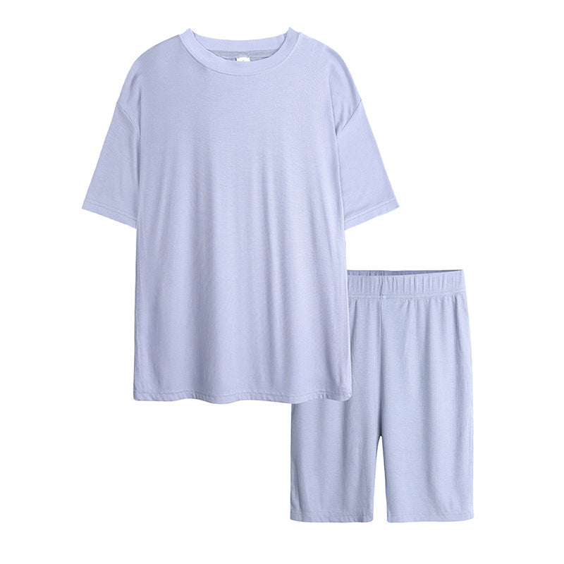 Summer Women's And Women's Solid Color Short-sleeved Tights Two Piece Suit
