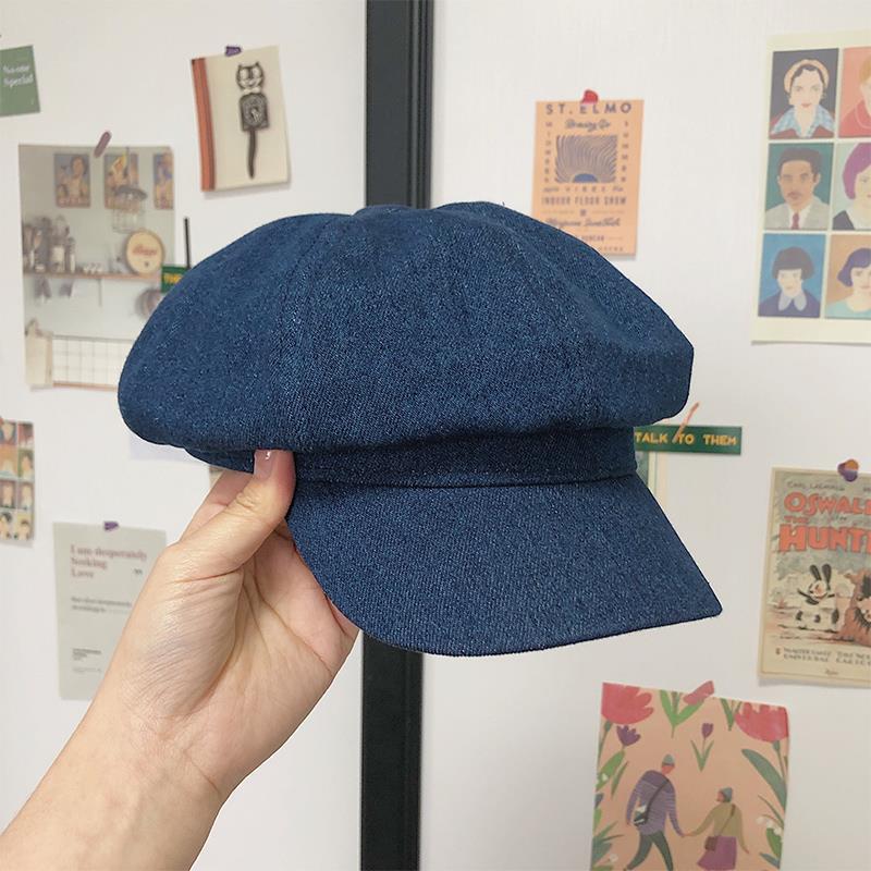 Dark Blue Denim Octagonal Cap Sun Protection