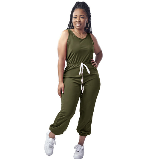 European And American Waist Drawstring Jumpsuit Trousers Fashion Casual Exercise
