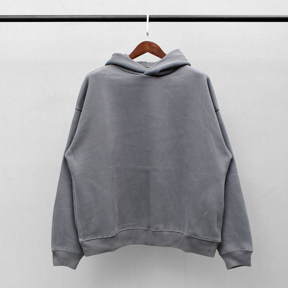 Classic Solid Color High Street Plus Fleece Hooded Sweater Men