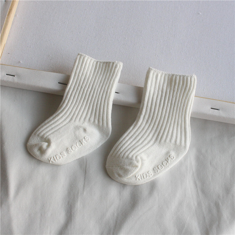 Double Needle Loose Mouth Plain Newborn Childrens Socks