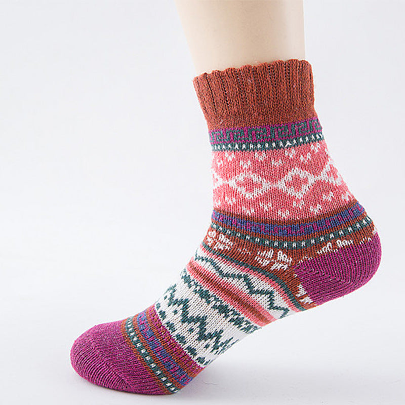 Women's Cross Ethnic Rabbit Wool Socks