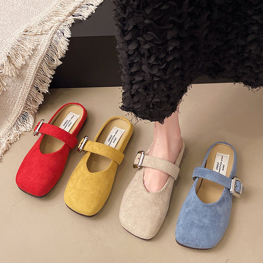 Women's Flat Beautiful Closed Toe Half Slippers