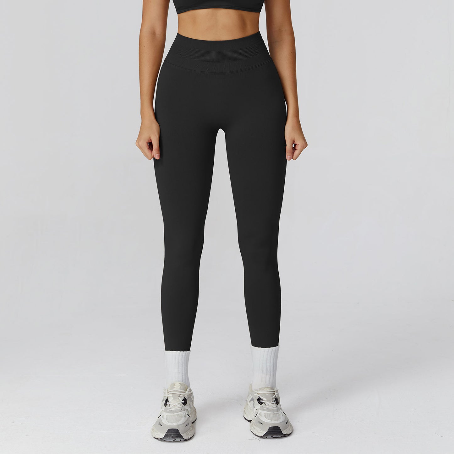 High Waist Pleated Seamless Tight Yoga Trousers