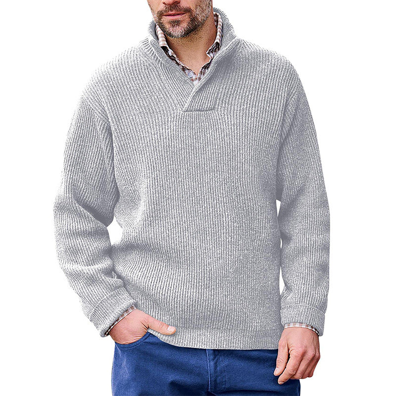 New Style Sweater Men's Solid Color High Collar Long Sleeve Sweater