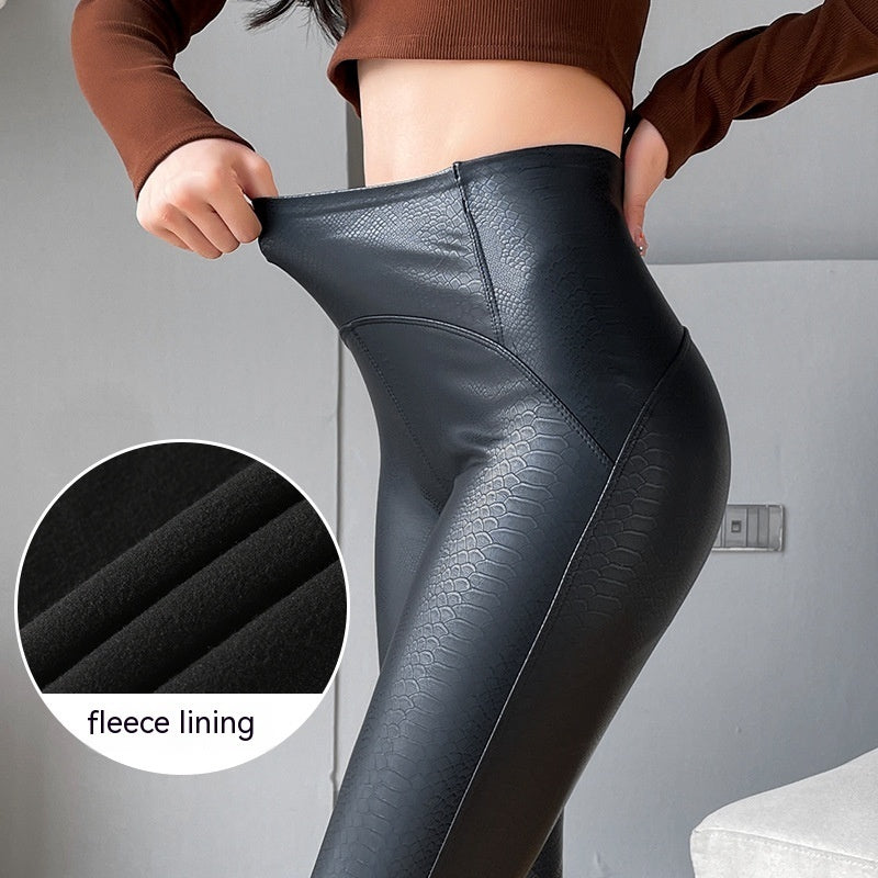 Large Size Flock Leggings Tight Stretch Feet