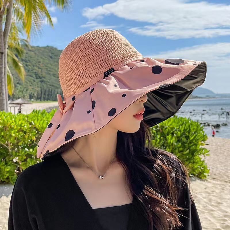 Women's Fashion Black Rubber Hollow Sunshade Fisherman's Hat