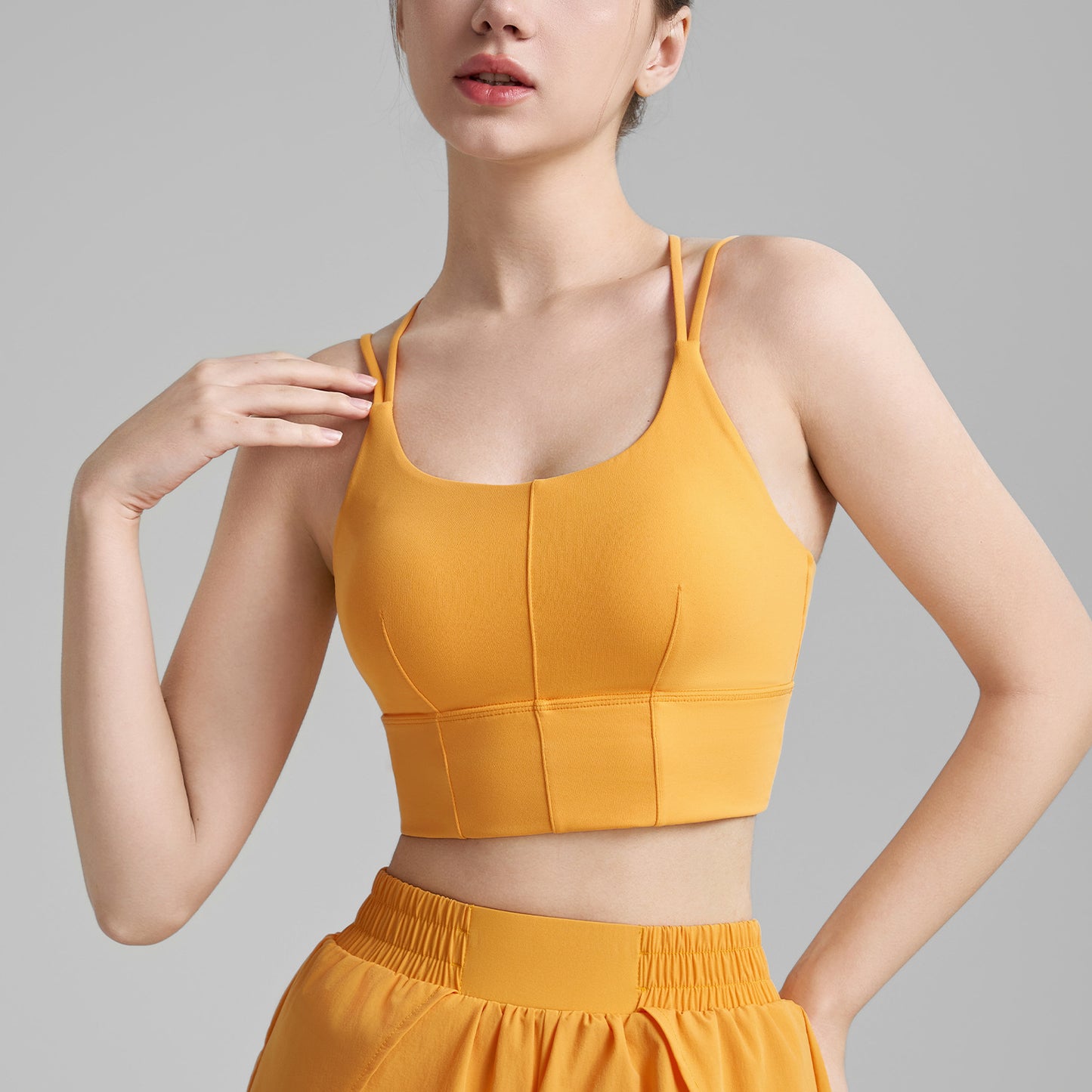 Double-strap Fitness Bra Fixed Cup Naked Feeling Yoga Vest