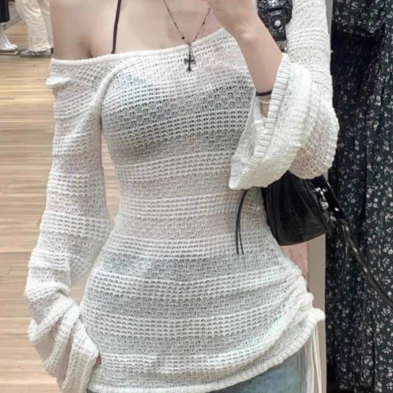 Løstsiddende Strikket Off-shoulder Top til Kvinder