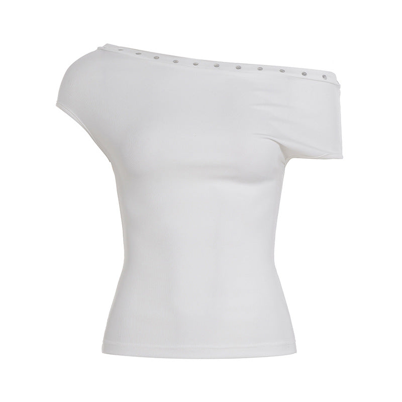 Summer Womens Short Cropped Top With An Asymmetrical