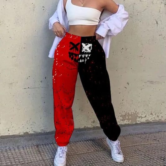 Loose High Waist Graffiti Printing Sports Casual Sweatpants