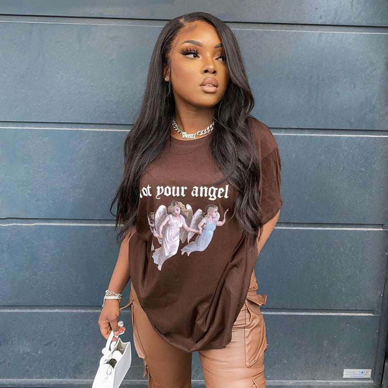 Printed Round Neck Loose And Comfortable Short Sleeve Casual T-Shirt Top
