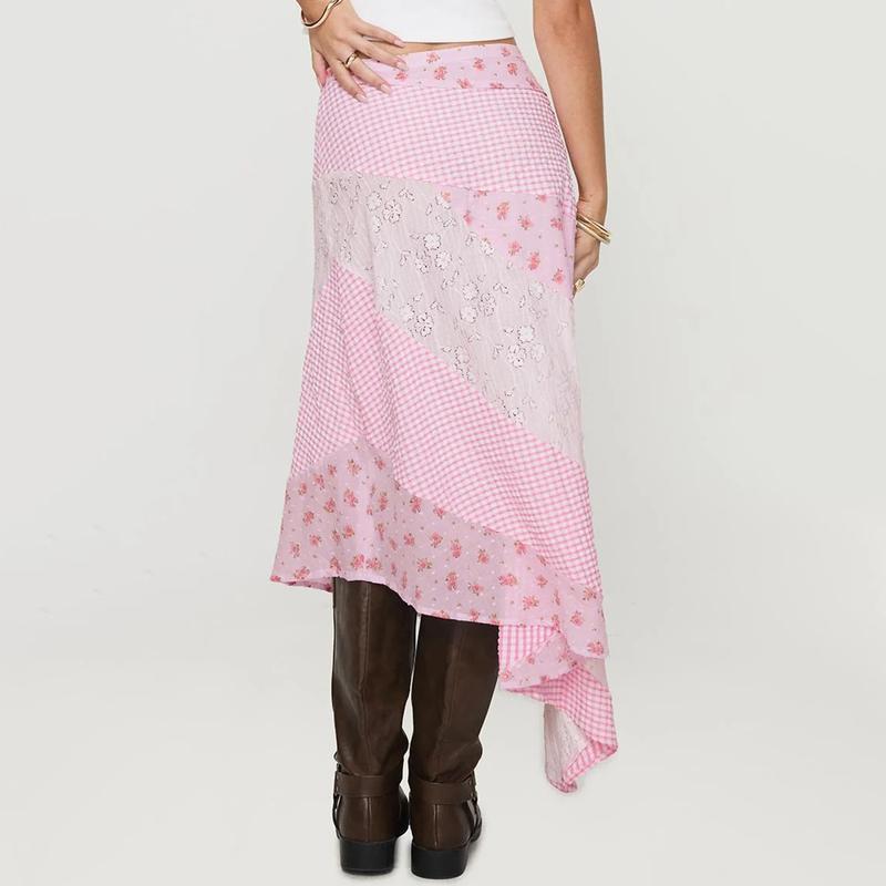 Retro Low Waist Floral Print Skirt