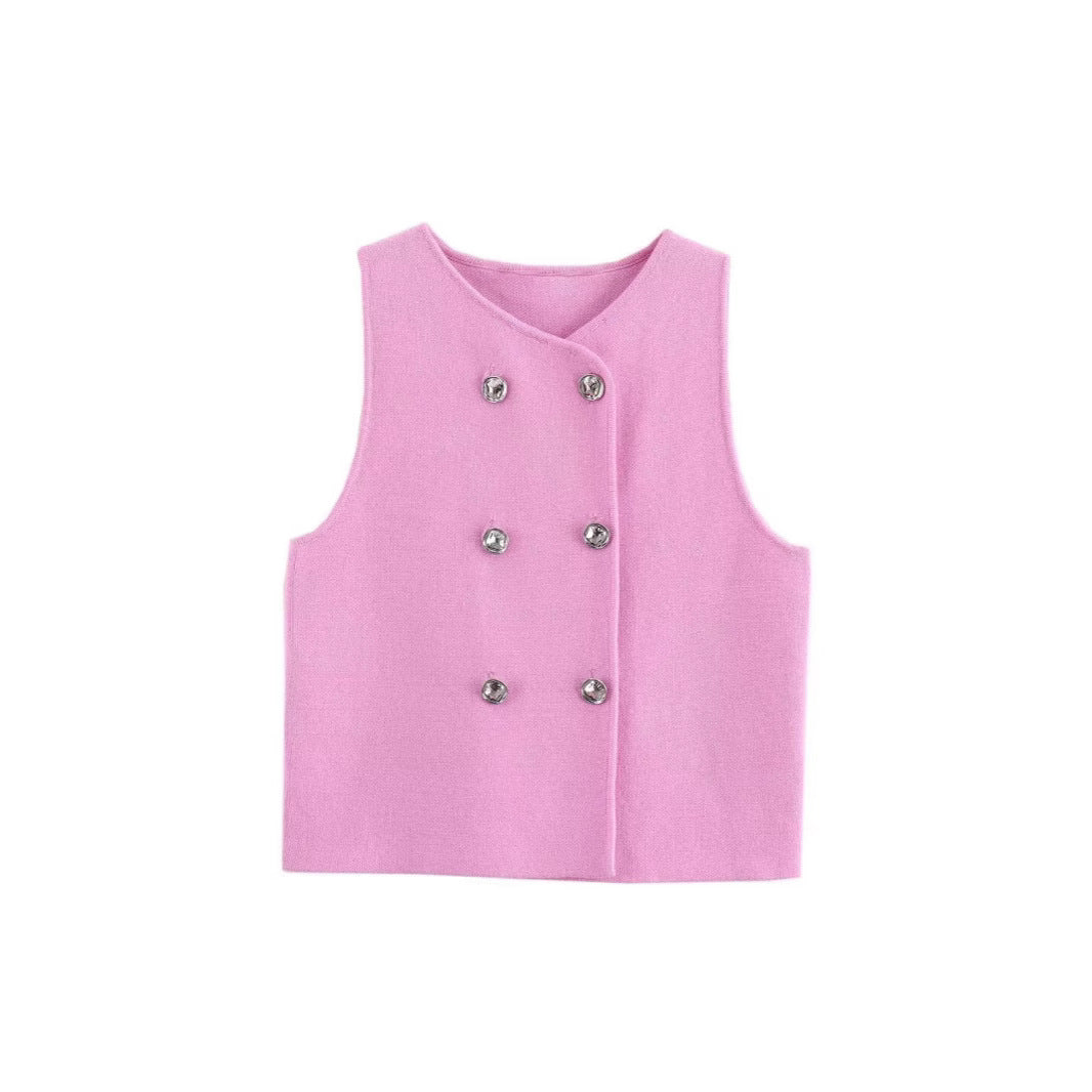 Vest Plain Weaving Knitting Sleeveless
