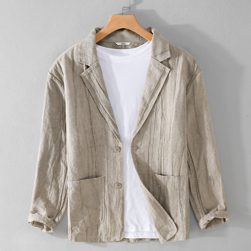 Men's Striped Short Sleeve Casual Suit Jacket