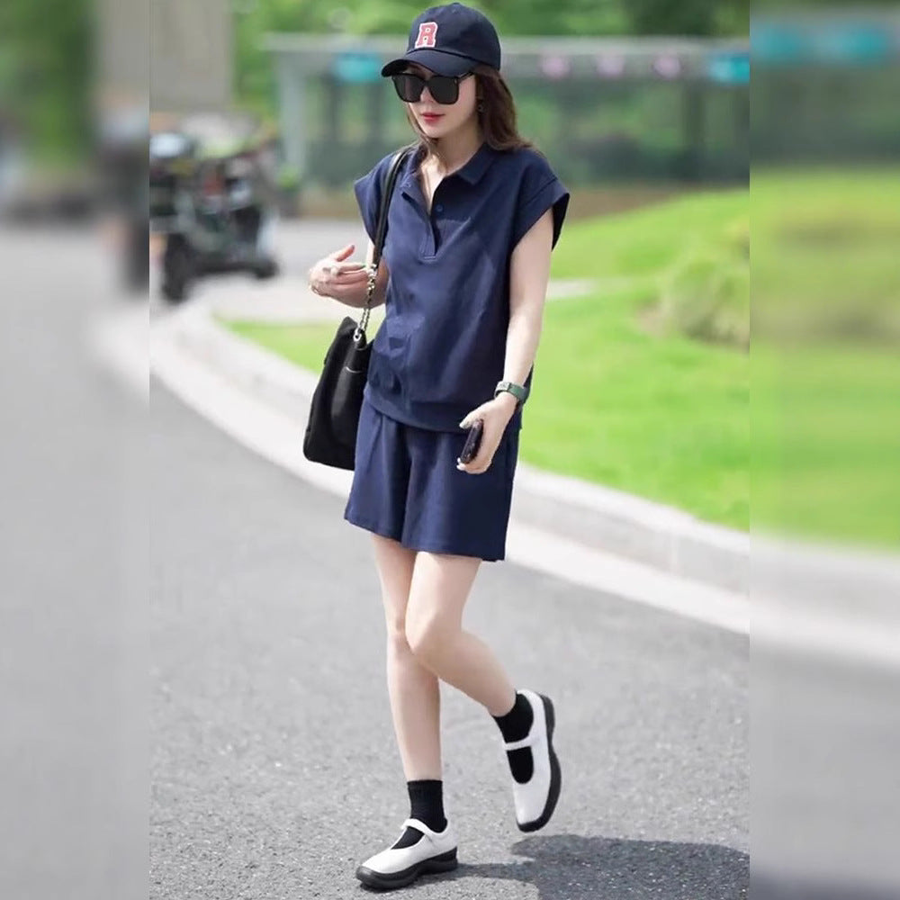 T-shirt And Athletic Shorts Slimming Two-piece Set