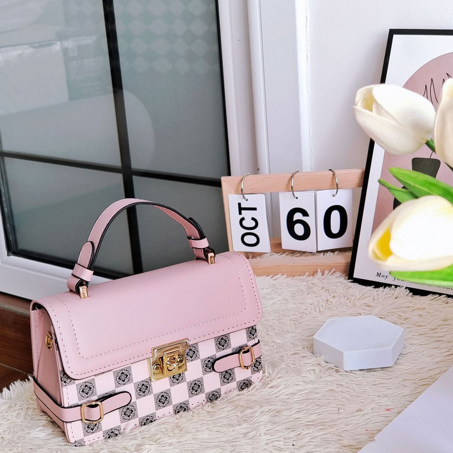 Behagelig Retro Lille Firkantet Mønster Etnisk Crossbody Taske