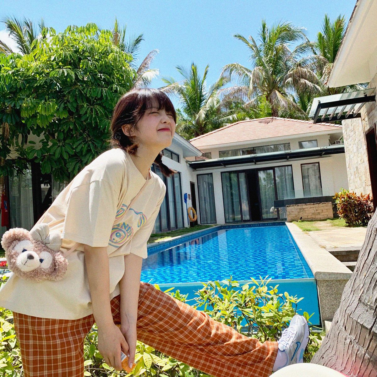 Dizzy Bear Japanese-Style Printed Loose-Fit Versatile Casual Crew-Neck Short-Sleeve T-Shirt For Women