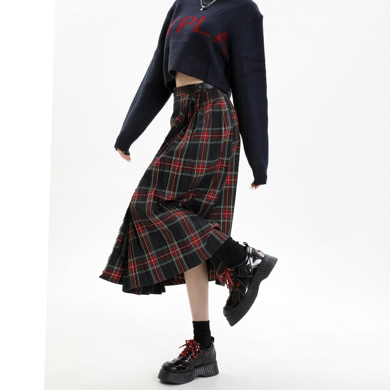 Design High Waist A- Line Slimming Mid-length Casual Skirt