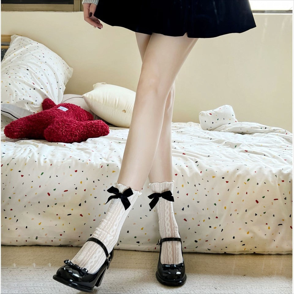 Womens Mesh Breathable Lace Calf Socks