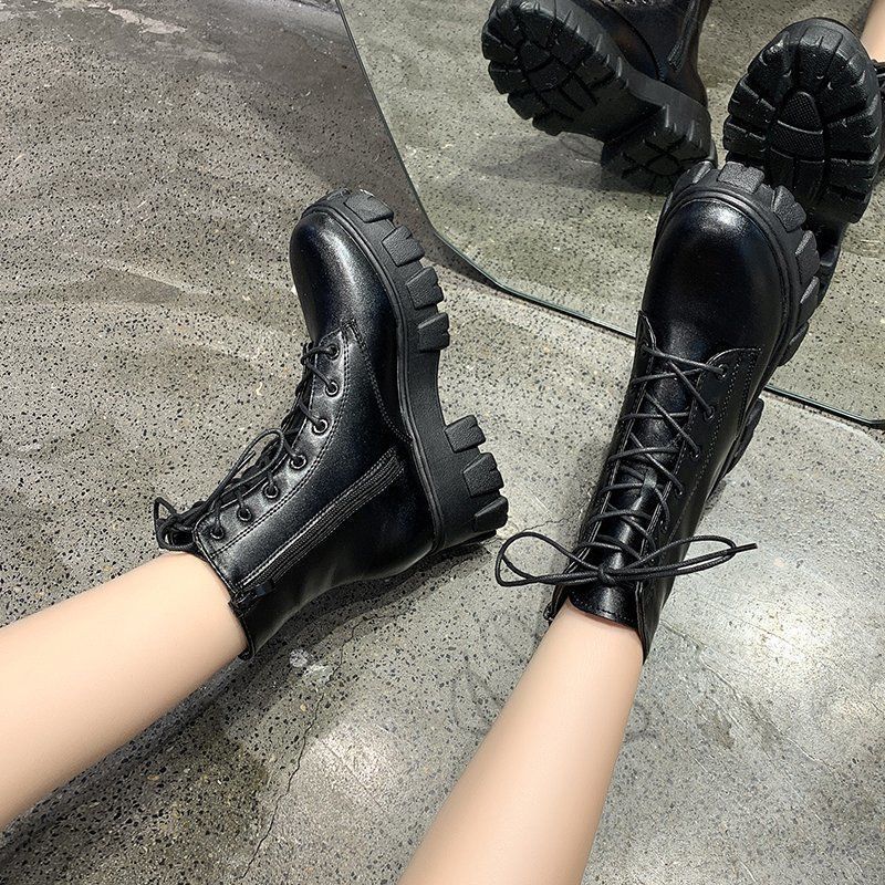 Autumn Women's England Large Size Thick-soled Martin Boots