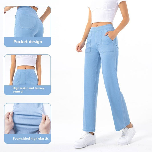Cargo Jeans Women's Retro High Waist Straight Wide Leg