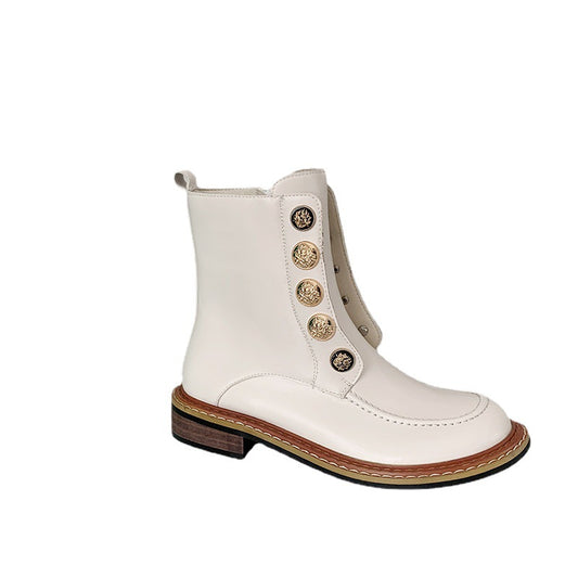Flat-bottomed Lace-up Low-heel Square Shoes