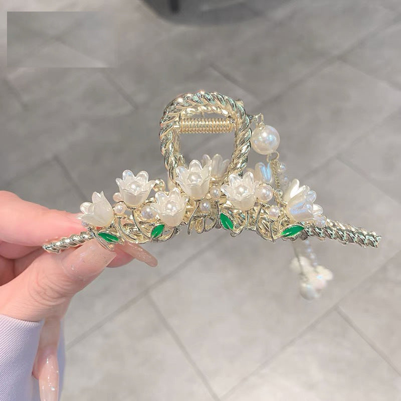 Antique Tassel Large Pearl Clip Metal Hairpin