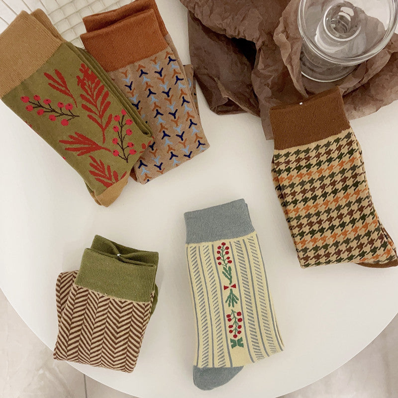 Autumn And Winter New Combed Cotton Thickened Japanese Retro Style Middle Tube Cotton Socks