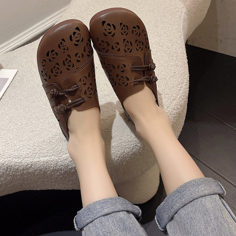 Summer Retro Round Toe Ethnic Style Chinese Frog Mom Shoes