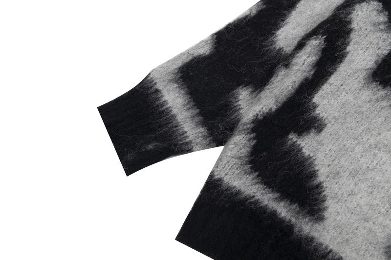 Men's Color Blocking Mohair Cross Slouchy Sweater