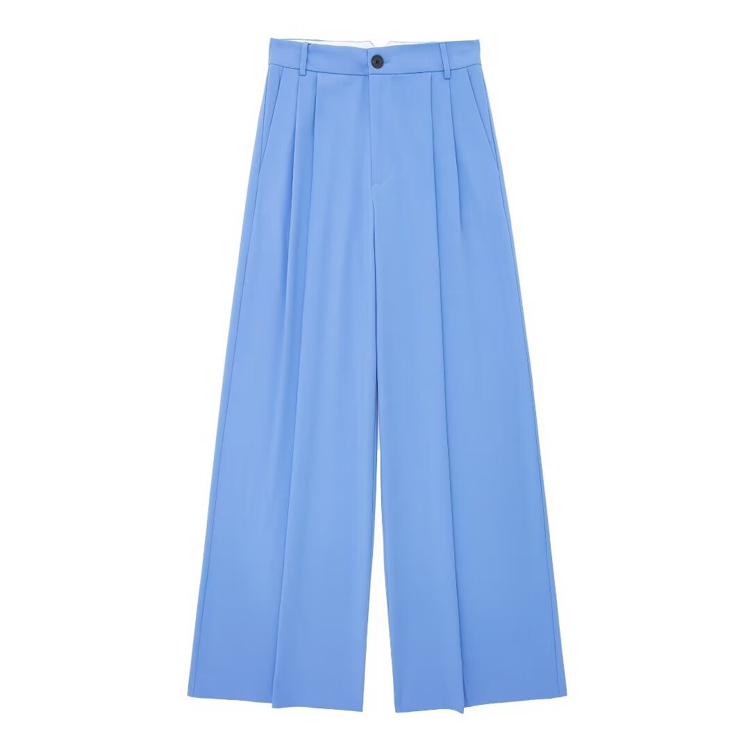 Solid Color Street Fashion Loose Casual Draping Wide-leg Pleated Trousers